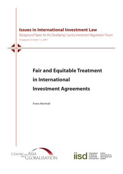 Fair and Equitable Treatment in International Investment Agreements