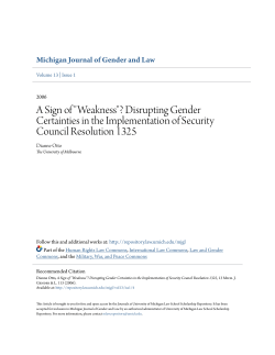 A Sign of "Weakness"? Disrupting Gender Certainties in the
