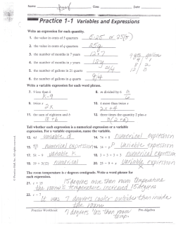 Practice 1-1 Variables and Expressions