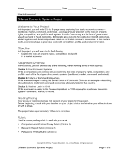 Different Economic Systems Project Welcome to Your Project