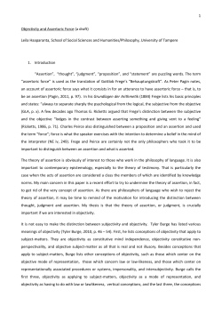 1 Objectivity and Assertoric Force (a draft) Leila Haaparanta, School