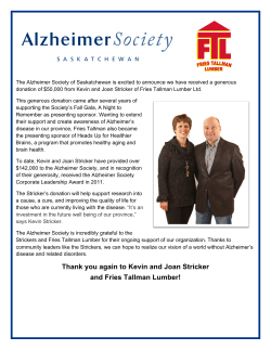 Thank you again to Kevin and Joan Stricker and Fries Tallman