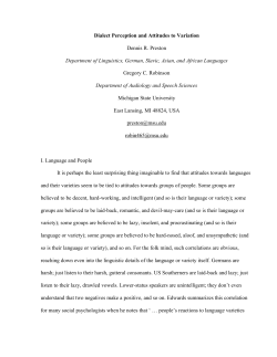 Dialect Perception and Attitudes to Variation Dennis R. Preston