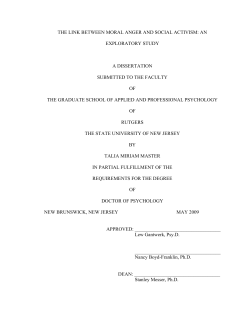 THE LINK BETWEEN MORAL ANGER AND SOCIAL ACTIVISM: AN
