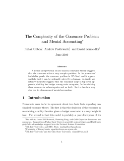 The Complexity of the Consumer Problem and Mental Accounting&lowast;