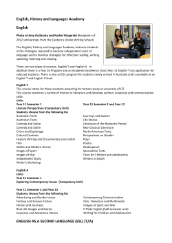 English, History and Languages Academy English ENGLISH AS A
