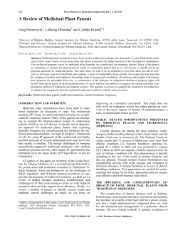 A Review of Medicinal Plant Patents