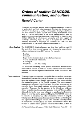 Orders of reality: CANCODE, communication, and culture Ronald