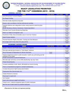 naacp legislative priorities for the 114th congress (2015 &ndash; 2016)