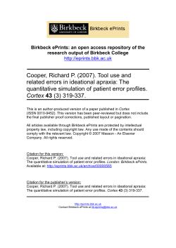 Cooper, Richard P. (2007). Tool use and related errors in ideational