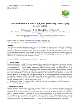 Effect of different S/In ratio of In2S3 films prepared by chemical spray