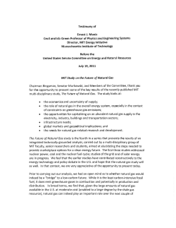 multi-disciplinary study, The Future of Natural Gas. The study looks at: