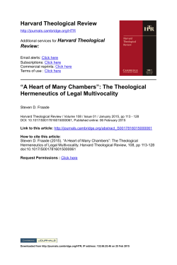 Harvard Theological Review &ldquo;A Heart of Many Chambers&rdquo;: The
