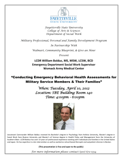 LCDR William Bolduc, MS, MSW, LCSW, BCD Emergency