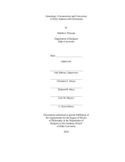 Genealogy, Circumcision and Conversion in Early Judaism and