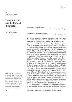 Embarrassment and the Forms of Redemption