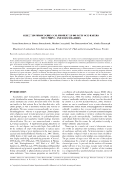 SELECTED PHYSICOCHEMICAL PROPERTIES OF FATTY ACID