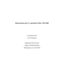 Bicameralism and US Agriculture Policy, 1995-2008