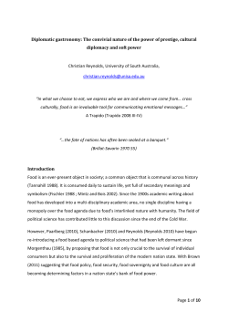 Page 1 of 10 Diplomatic gastronomy: The convivial nature of the
