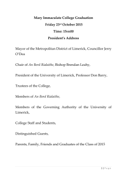 Mary Immaculate College Graduation Friday 23rd October 2015