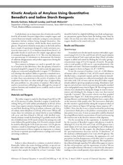 Kinetic Analysis of Amylase Using Quantitative Benedict`s and