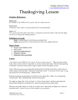 Thanksgiving Lesson - Sunday School Center