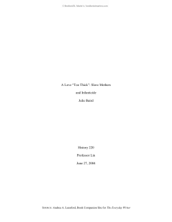 A Love &ldquo;Too Thick&rdquo;: Slave Mothers and Infanticide Julie Baird History