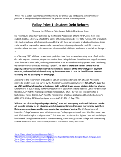 Policy Point 1: Student Debt Reform