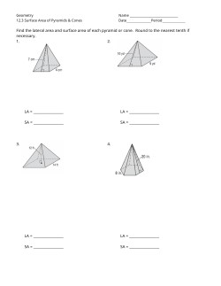 Find the lateral area and surface area of each pyramid or cone