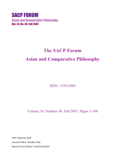 The SACP Forum S08 - Society for Asian and Comparative Philosophy