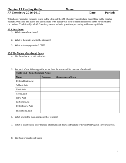 Chapter 15 Reading Guide Name: AP Chemistry 2016