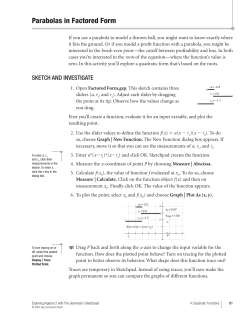 Parabolas in Factored Form