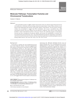 Transcription Factories and Chromosomal Translocations