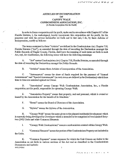 Articles of Incorporation - Canopy Walk Condominium Association