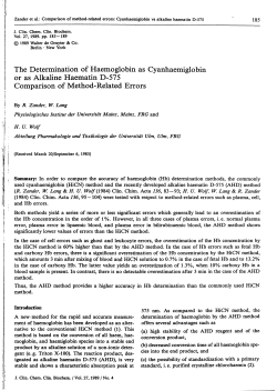 The Determination of Haemoglobin &auml;s