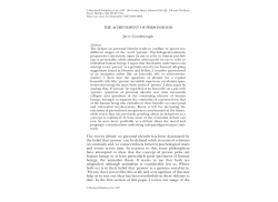 The Achievement of Personhood - Computer and Information Science