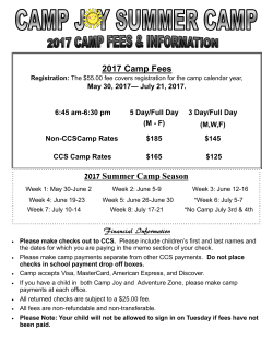 Camp Joy Camp Fees 2017 - Community Christian School