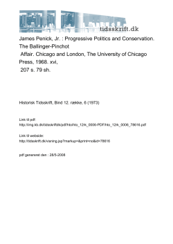 James Penick, Jr. : Progressive Politics and