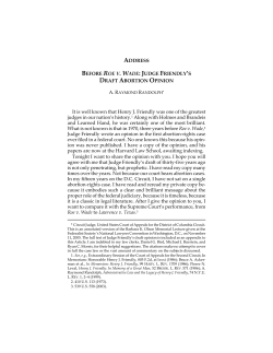ADDRESS BEFORE ROE V. WADE: JUDGE FRIENDLY`S DRAFT