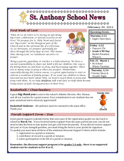 First Week of Lent Basketball / Cheerleaders A great big thank you is