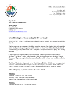City of Huntington releases spring/fall 2014 paving list