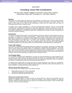 382-2011: Consulting: Career Path Considerations