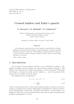 Crossed ladders and Euler`s quartic