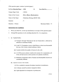 (Hons.) BioChemistry Membrane Biology (BCHT-508) SEM