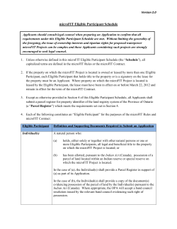 microFIT Eligible Participant Schedule