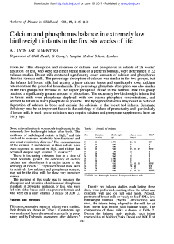 Calcium and phosphorus balance in extremely low birthweight