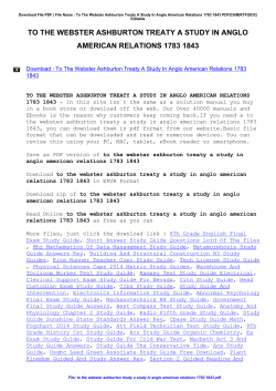 To The Webster Ashburton Treaty A Study In Anglo American