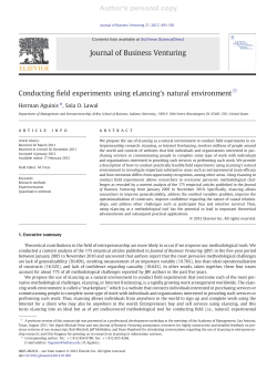 Author`s personal copy Conducting field experiments using