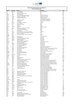 2016 Comcare National Conference Delegate List Friday 23