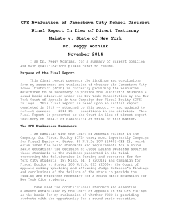 CFE Evaluation of Jamestown City School District Final Report In